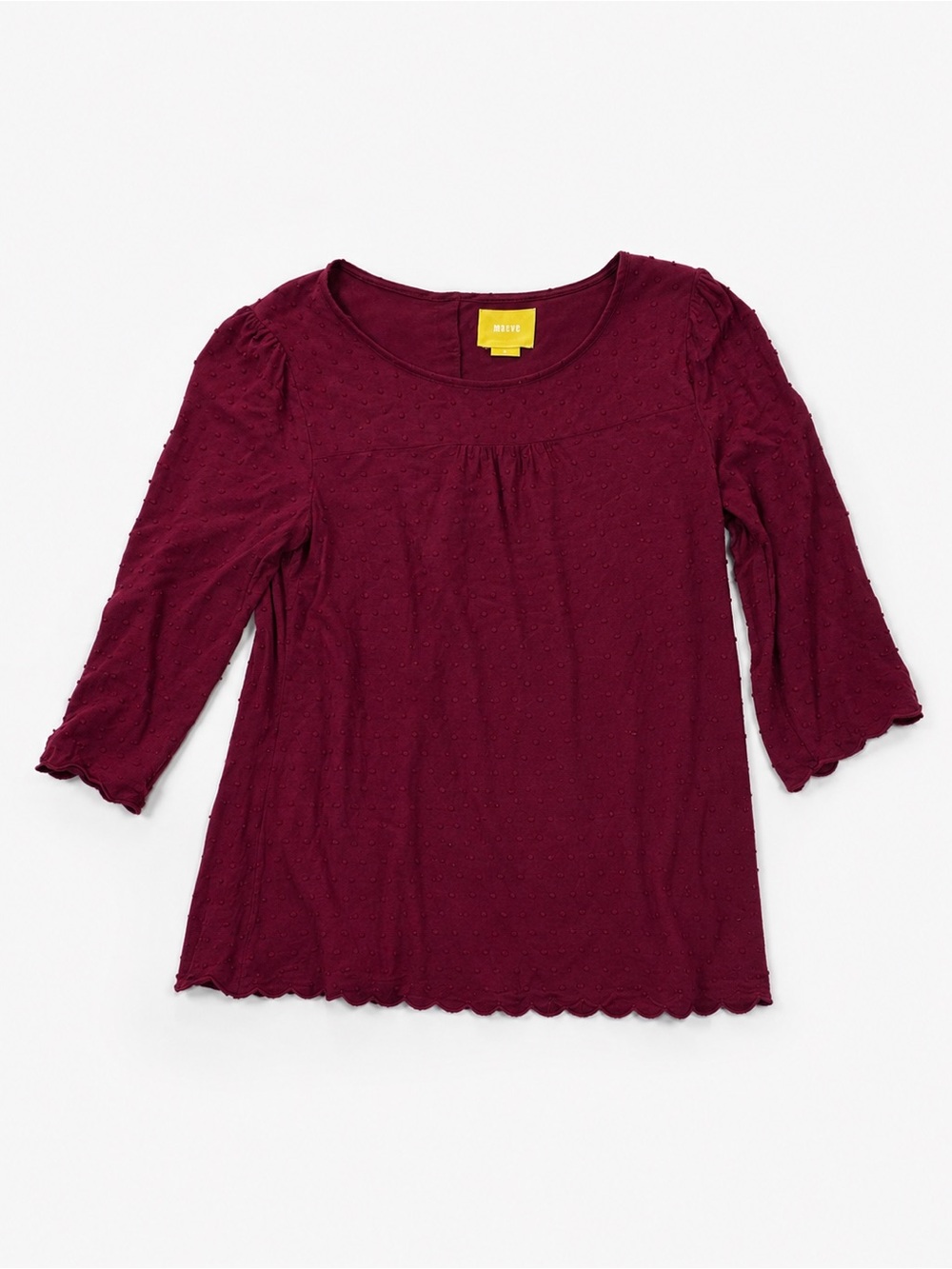 Anthropologie Maeve Burgundy Swiss Clip Dot Scalloped Blouse Top Womens Size 6